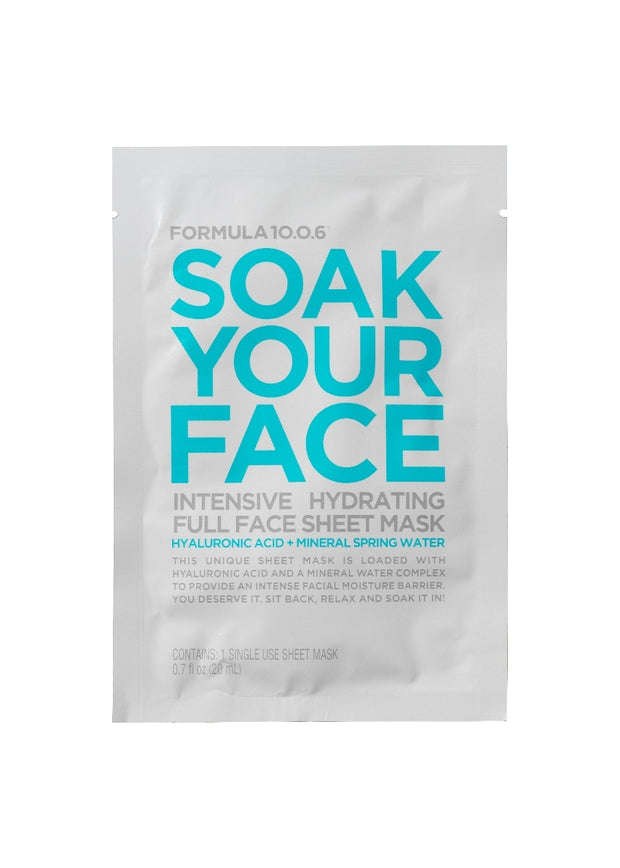 Soak Your Face - Intensive Hydrating Full Face Sheet Mask  Hyaluronic Acid + Mineral Spring Water